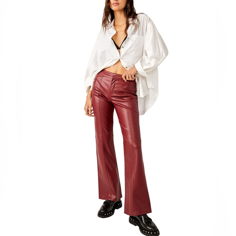 FREE PEOPLE UPTOWN HIGH RISE VEGAN LEATHER PANT